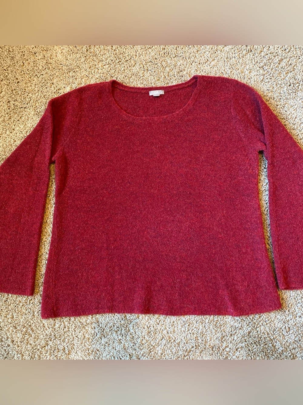 J. Jill Wool Blend Sweater Sz S Red Chunky Scoop Neck Festive Preppy Classic